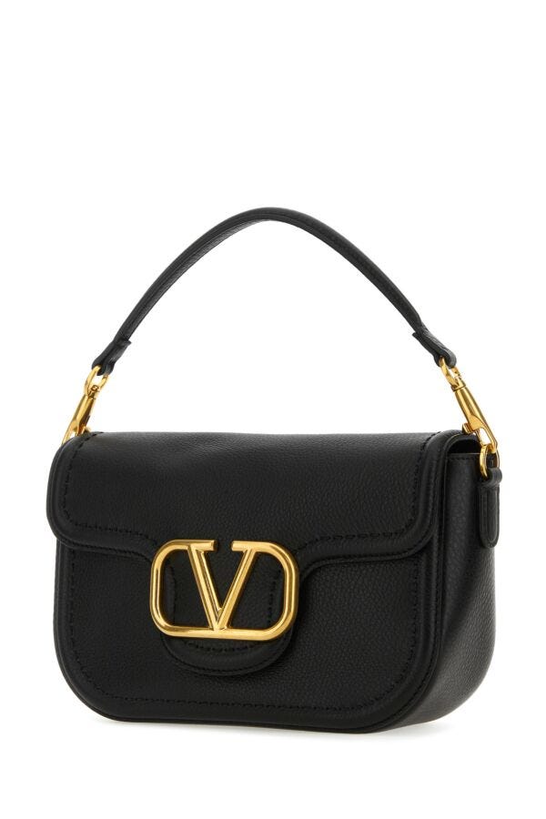Valentino Garavani Woman Black Leather Alltime Shoulder Bag