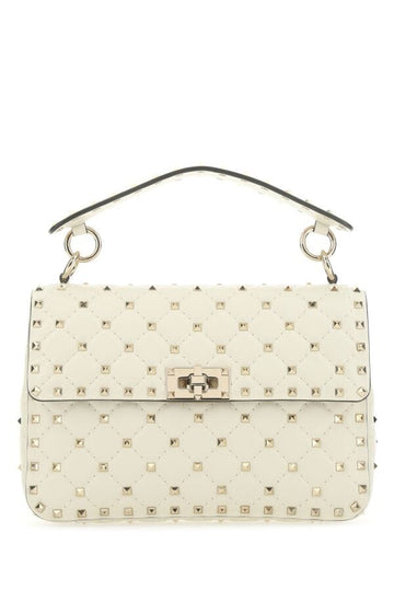 Valentino Garavani Woman Ivory Nappa Leather Medium Rockstud Spike Handbag