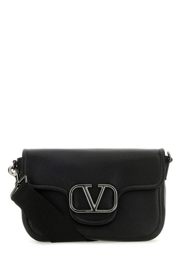 Valentino Garavani Man Black Leather Vlogo Crossbody Bag