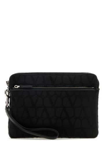 Valentino Garavani Man Black Toile Iconographe Clutch