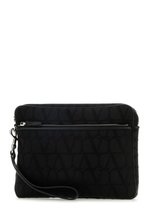 Valentino Garavani Man Black Toile Iconographe Clutch