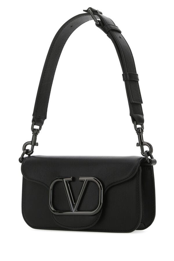 Valentino Garavani Man Black Leather Locã² Shoulder Bag