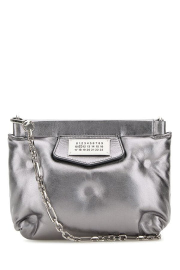 Maison Margiela Woman Silver Nappa Leather Mini Slam Red Carpet Clutch