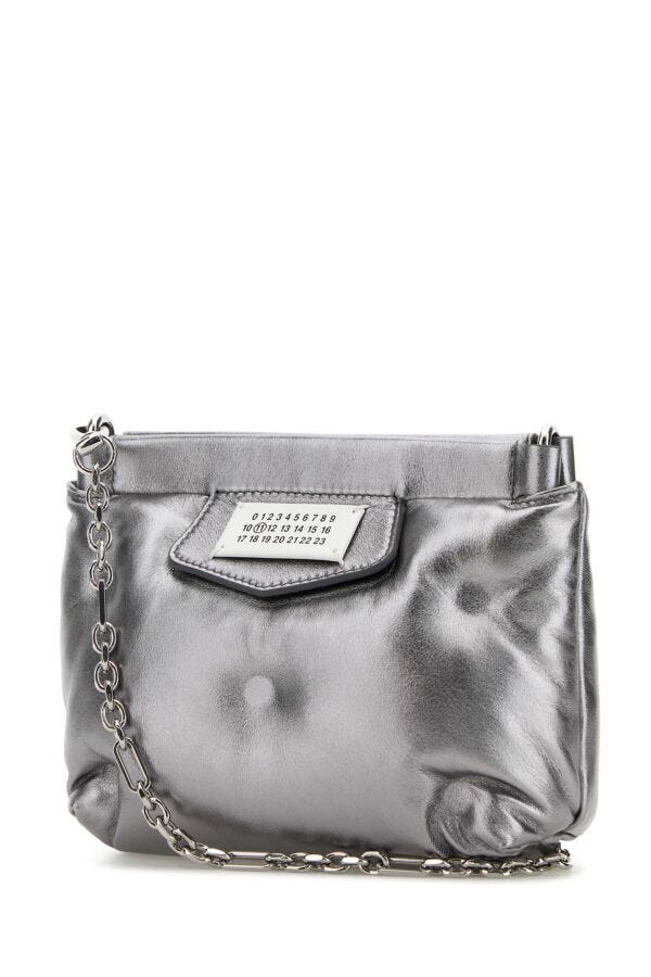 Maison Margiela Woman Silver Nappa Leather Mini Slam Red Carpet Clutch