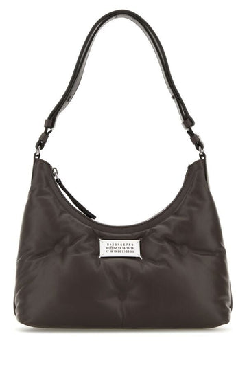 Maison Margiela Woman Brown Nappa Leather Small Glam Slam Hobo Shoulder Bag