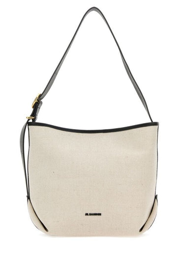 Jil Sander Woman Sand Canvas Small Folded Shoulder Bag