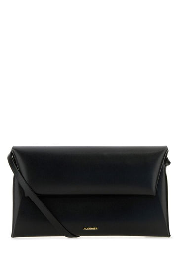 Jil Sander Woman Black Leather Small Folded Crossbody Bag