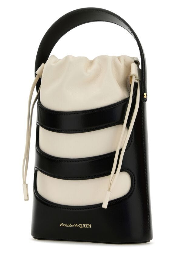 Alexander Mcqueen Woman Two-Tone Leather Mini The Rise Bucket Bag
