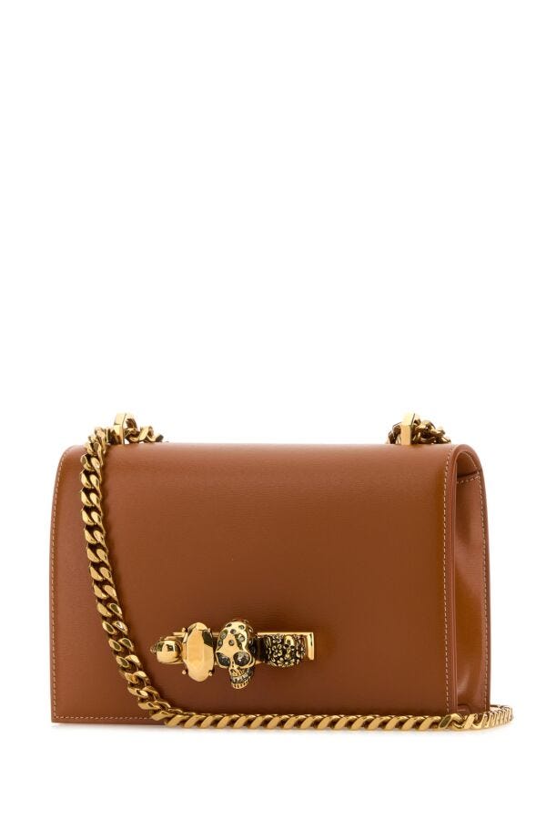 Alexander Mcqueen Woman Caramel Leather Jewelled Satchel Shoulder Bag