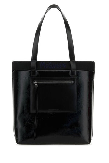 Alexander Mcqueen Man Black Canvas Shopping Bag
