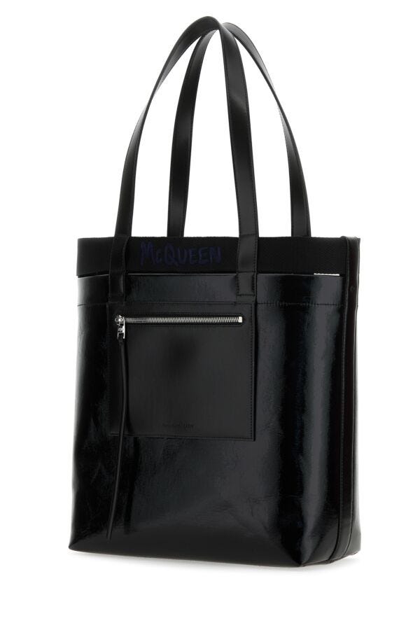 Alexander Mcqueen Man Black Canvas Shopping Bag