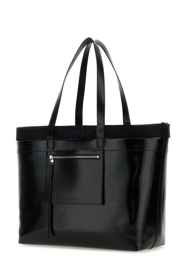 Alexander Mcqueen Man Black Canvas Shopping Bag