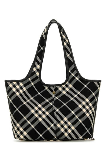 Burberry Woman Embroidered Canvas Small Check Shopping Bag