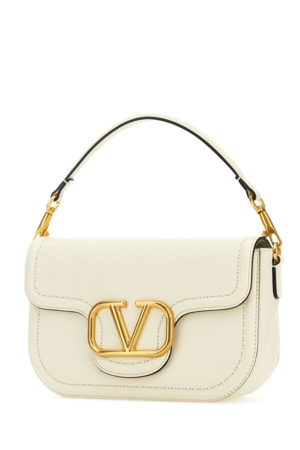 Valentino Garavani Woman Ivory Leather Alltime Shoulder Bag