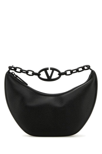 Valentino Garavani Woman Black Leather Hobo Vlogo Moon Handbag