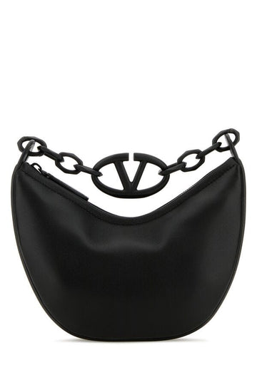 Valentino Garavani Woman Black Leather Hobo Vlogo Moon Handbag