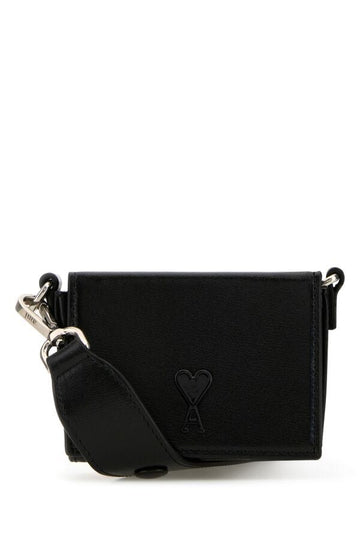 Ami Unisex Black Leather Nana Shoulder Bag