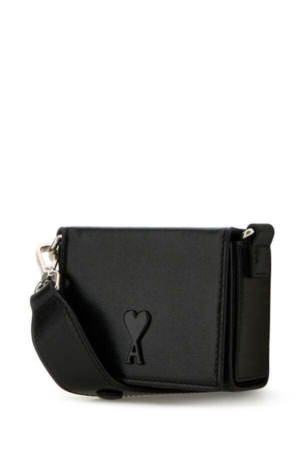 Ami Unisex Black Leather Nana Shoulder Bag