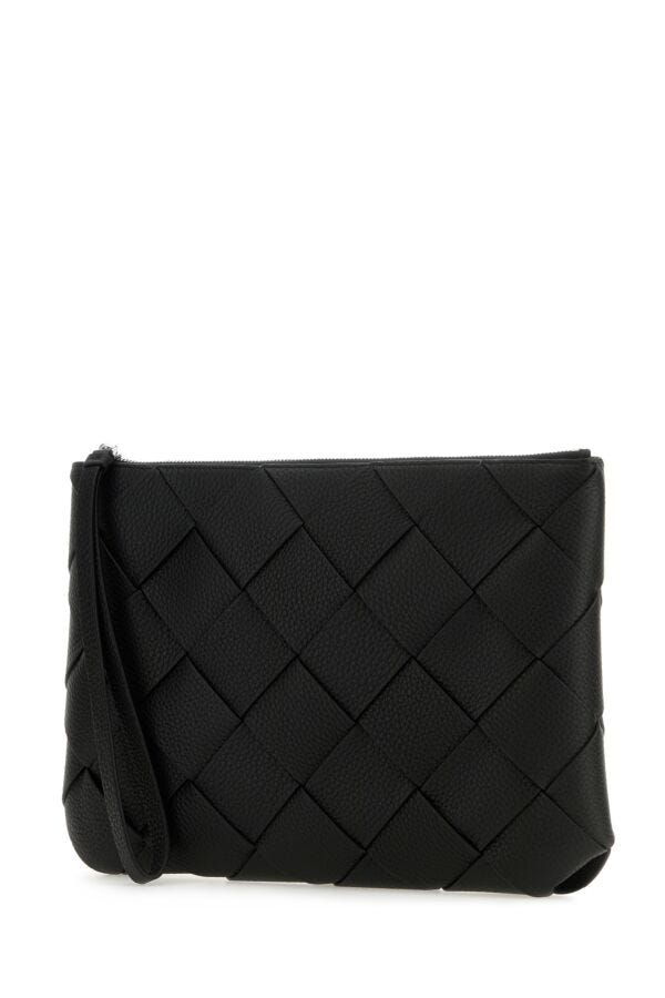 Bottega Veneta Man Black Leather Large Diago Clutch