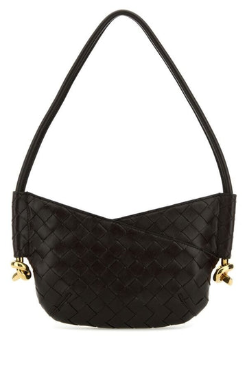Bottega Veneta Woman Dark Brown Nappa Leather Mini Solstice Shoulder Bag