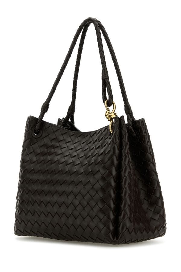 Bottega Veneta Woman Dark Brown Leather Large Parachute Shoulder Bag