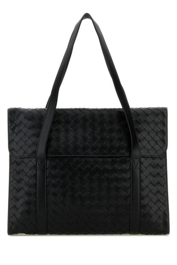 Bottega Veneta Man Black Leather Avenue Shopping Bag