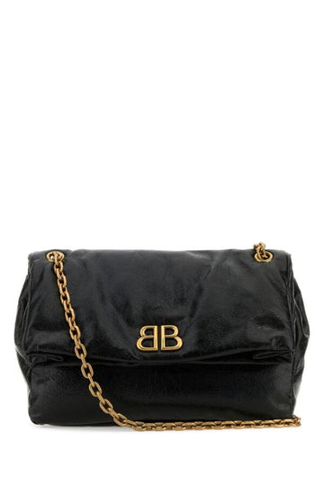 Balenciaga Woman Black Leather Medium Monaco Shoulder Bag