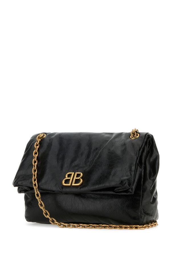 Balenciaga Woman Black Leather Medium Monaco Shoulder Bag