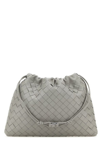 Bottega Veneta Woman Light Grey Leather Medium Clutch