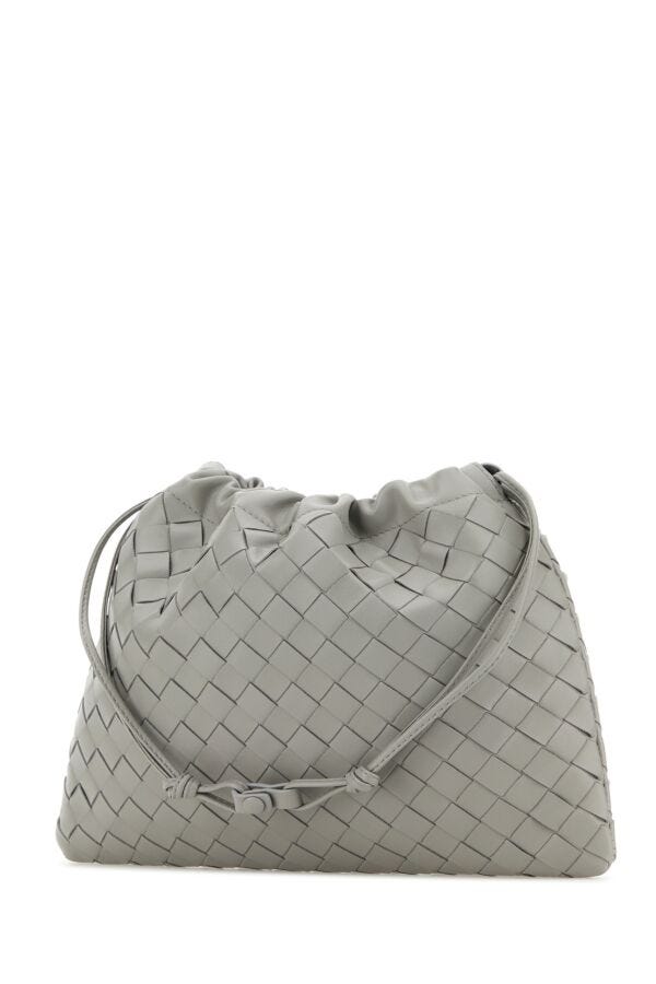 Bottega Veneta Woman Light Grey Leather Medium Clutch