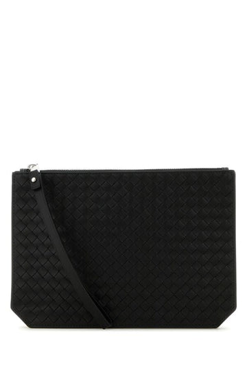 Bottega Veneta Man Black Leather Intrecciato Pouch