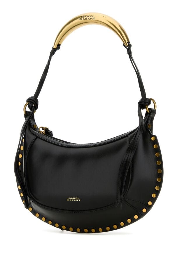 Isabel Marant Woman Black Leather Oskan Moon Shoulder Bag
