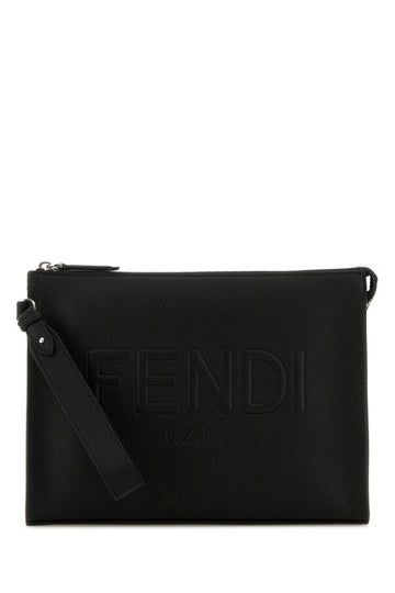 Fendi Man Black Leather Clutch