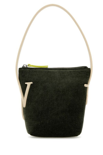 Jw Anderson Woman Khaki Chenille Mini Anchor Handbag