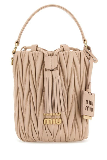 Miu Miu Woman Powder Pink Nappa Leather Bucket Bag