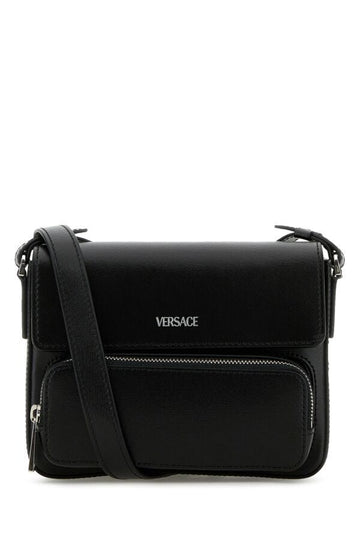 Versace Man Black Leather Crossbody Bag