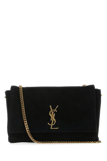 Saint Laurent Woman Black Suede Medium Kate Shoulder Bag
