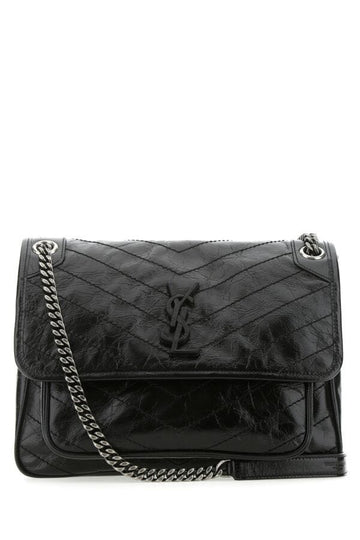Saint Laurent Woman Black Leather Medium Niki Shoulder Bag