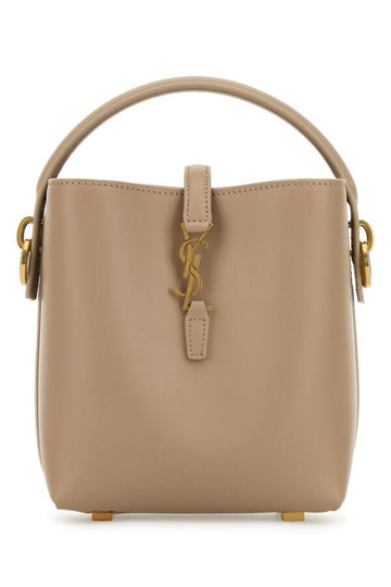 Saint Laurent Woman Cappuccino Leather Mini Le 37 Bucket Bag