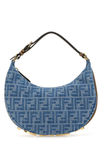 Fendi Woman Embroidered Denim Small Fendigraphy Handbag