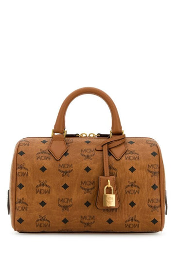 Mcm Woman Printed Canvas Small Ella Boston Handbag