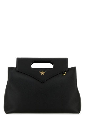 Mcm Woman Black Leather Large Soft Diamond Handbag