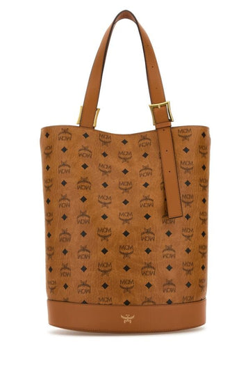 Mcm Woman Printed Canvas Medium Aren Bucket Bag