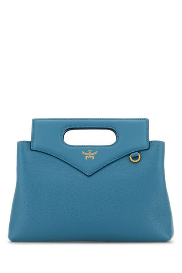 Mcm Woman Turquoise Leather Mini Soft Diamond Handbag