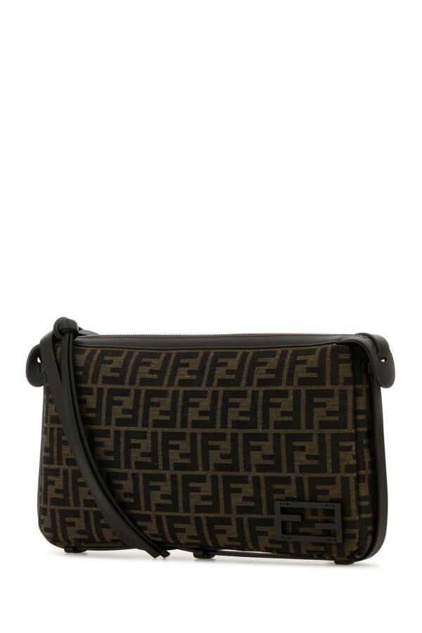 Fendi Woman Embroidered Jacquard Medium Simply Fendi Shoulder Bag