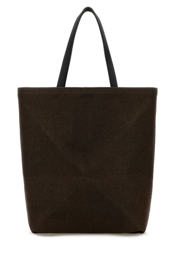 Loewe Man Dark Brown Canvas Large Puzzle Fold Shopping Bag