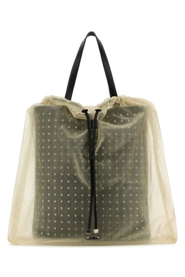 Alexander Mcqueen Woman Two-Tone Leather And Tulle Nebula Shopping Bag