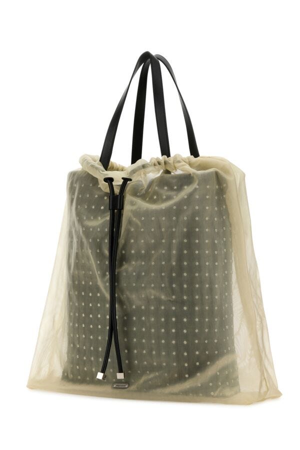 Alexander Mcqueen Woman Two-Tone Leather And Tulle Nebula Shopping Bag
