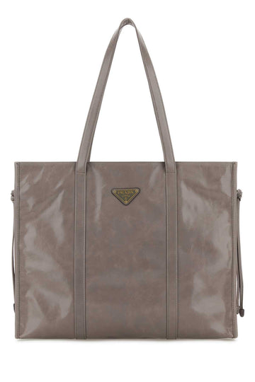 PRADA Chic Grey Leather Shopping Handbag - 39 cm x 31 cm