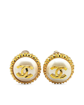 Gold Plated Faux Pearl Clip-On Earrings